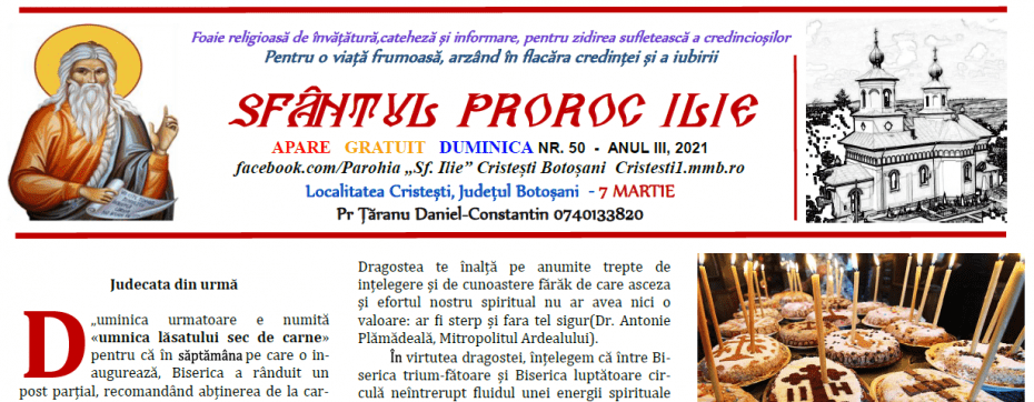 Revista parohiei ‟Sfântul Proroc Ilie” Cristeşti Botoşani, Nr. 50 - 2021