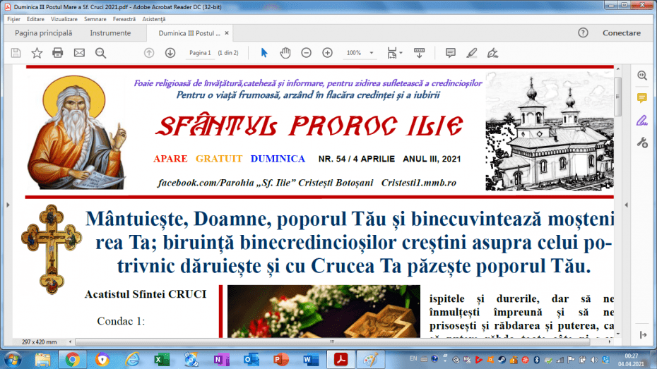 Revista parohiei ‟Sfântul Proroc Ilie” Cristeşti Botoşani, Nr. 54 - 2021
