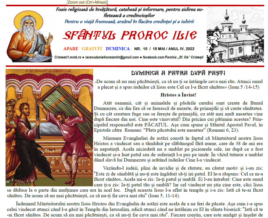 Revista parohiei ‟Sfântul Proroc Ilie” Cristeşti Botoşani, Nr. 10 - 2022